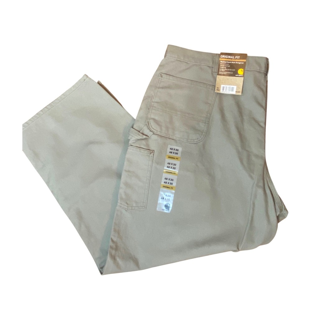 NWT Carhart Mens Desert Washed Duck Work Dungaree‎ Pants 48x30 Original Fit